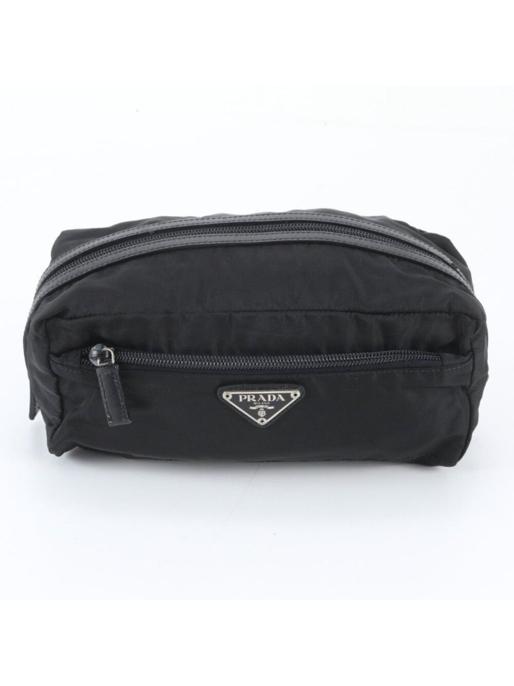 Prada Tessuto Nylon Saffiano Leather Pouch Mini Clutch